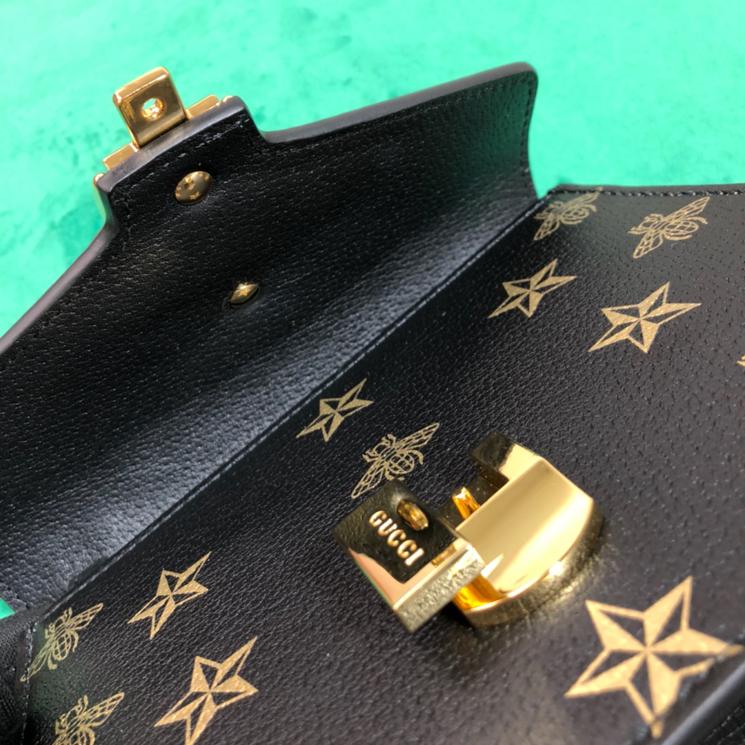 Gucci Sylvie Bee Star Mini Shoulder Bag 470270 Black